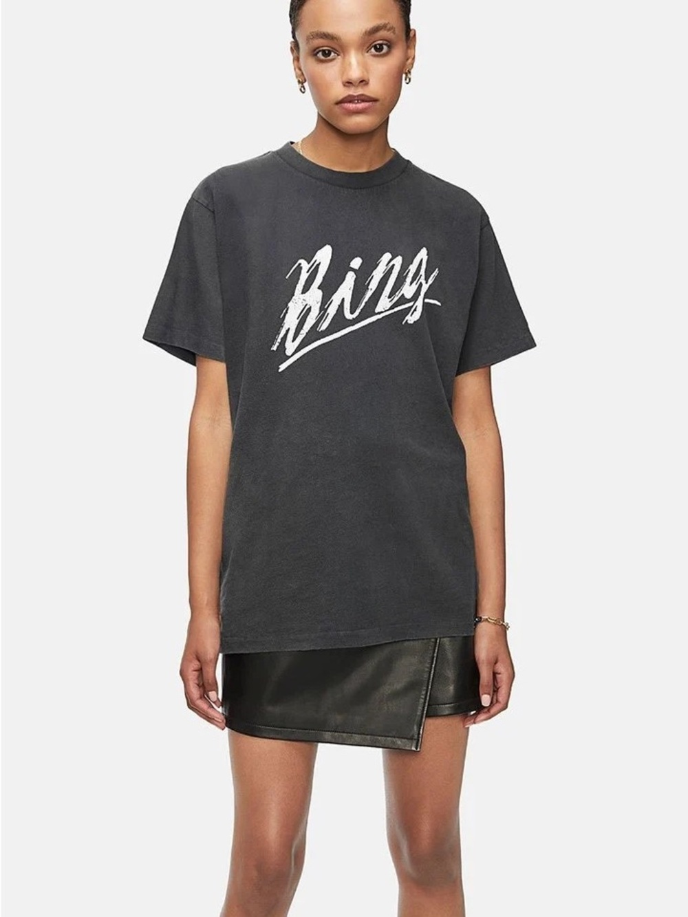 Anine Bing Lili Basic 100% Cotton Tee in Vintage Black
